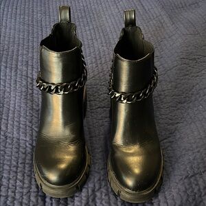 Madden Girl Honey-C Black Chain Ankle Boots